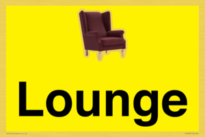 Lounge Dementia Friendly Yellow SIgn